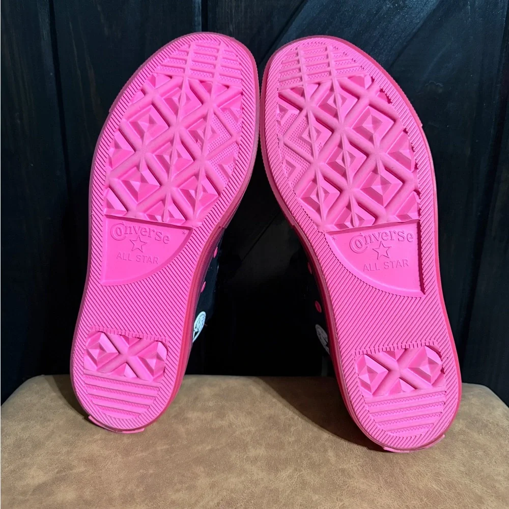 Converse High Top Sneakers - Black & Hot Pink Accent - Picture 10 of 11